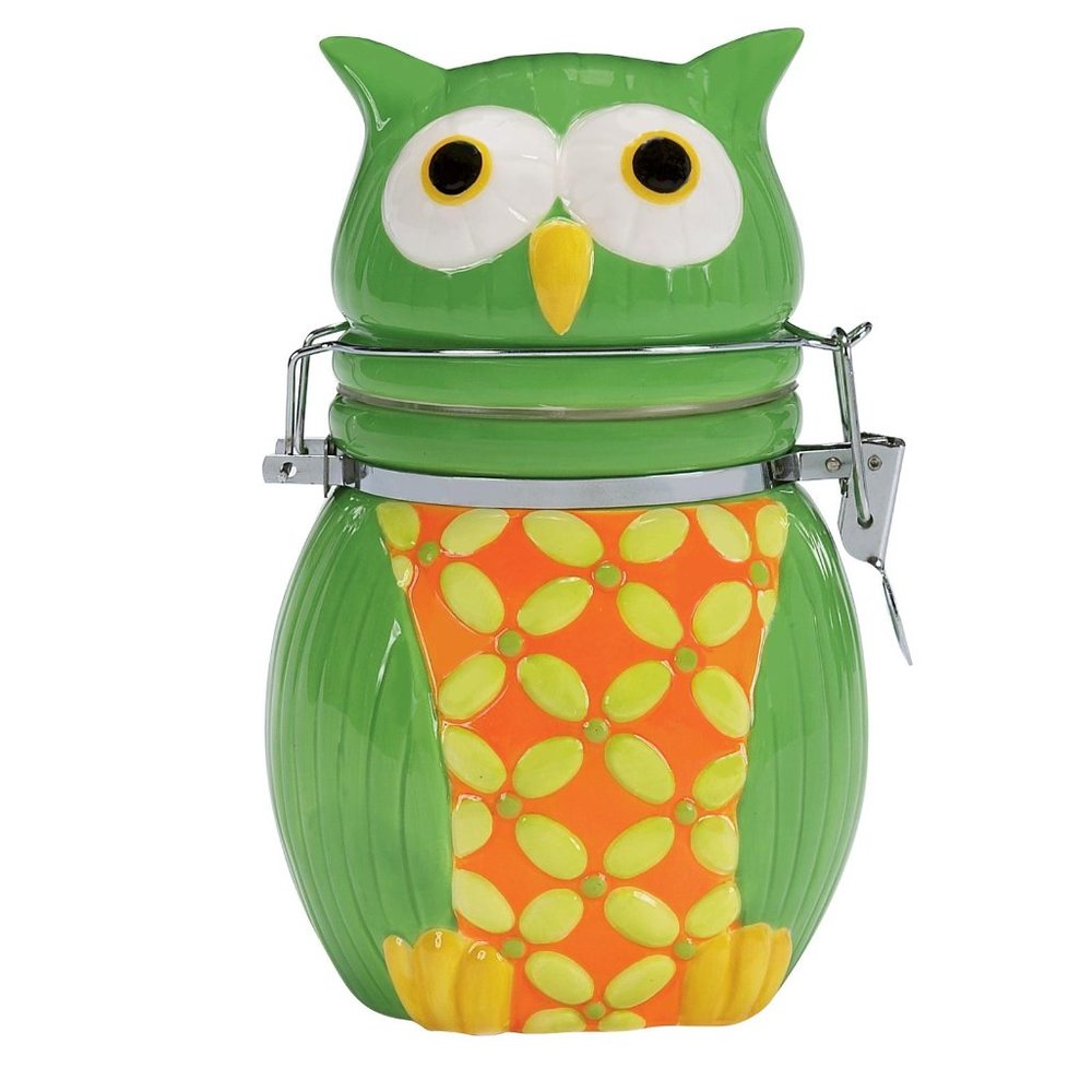 BW Boston Warehouse Spring Owl Ceramic Hinged Jar